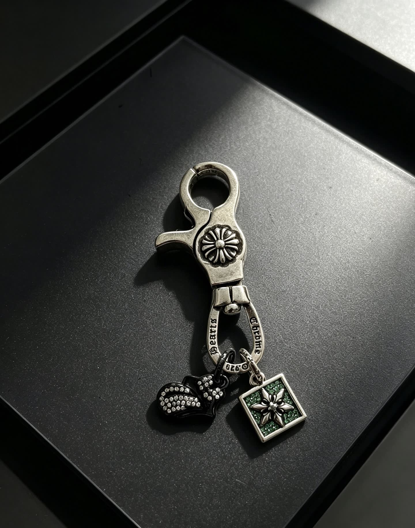 Chrome Hearts Silver Keychain with Charms